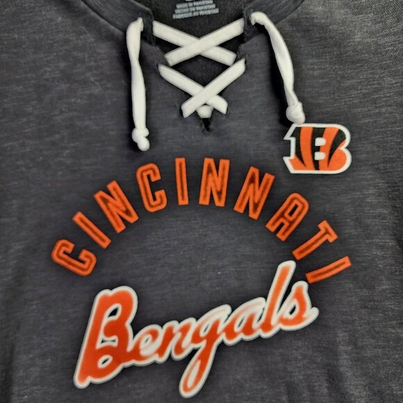 Cincinnati Bengals NFL Tunic Sweatshirt Women S Black Hyper Lace Up Majestic - Picture 2 of 10